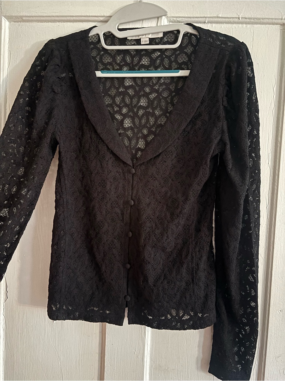Loft black lace button-Front shirt